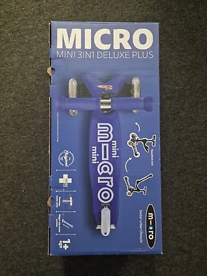 Micro Mini 3 In 1 Deluxe Plus MD0080 Push Scooter - Purple - New • £99.99