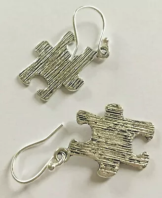 Puzzle Piece  Autism Awareness Charm Earrings On Sterling Silver Wires • $7.45