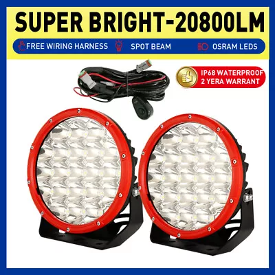 7 Inch RED Round Spotlights LED Driving Work Lights OSRAM Spot Flood Lamps Truck • $89.98