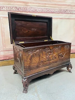 Heavily Carved Elephant Camphorwood Chest • £400