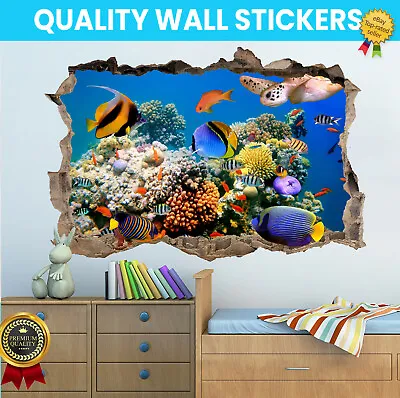 Under Water Fish Aquarium Wall Sticker Mural Print Wall Sticker Art Decor • £3.99