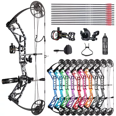 19-70lbs Archery Compound Bow Kit Hunting Carbon Arrows Sight Target Topoint • £399.99