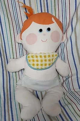 Vintage 1976 DAPPER DAN PLAYSKOOL PLUSH BABY BOY DOLL W Diaper & Bib  • $11