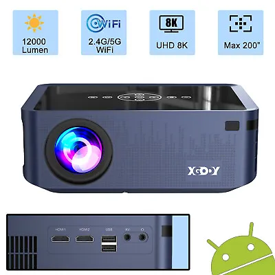 Projector XGODY Outdoor 8K Bluetooth 5G WIFI Home Theater Movie Bundle With Bag • $121.59