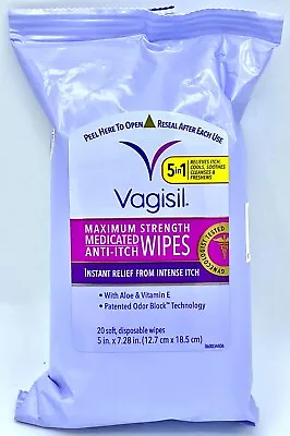 $9.98 • Buy Vagisil Anti-Itch Medicated Vaginal Wipes Maximum Strength 20 Wipes Exp. 11/2024