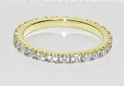 9ct Gold On Silver Diamond Full Eternity Ring Size J To V - Simulated Diamond • £15.95