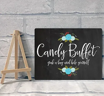 A5 Candy Buffet Sweet Stall Cart Metal Table Sign - Chalkboard Effect • £6.95