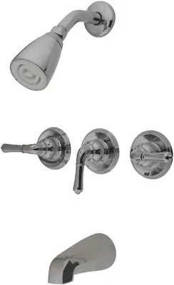 Kingston Brass GKB238 Magellan Tub And Shower Faucet With Three Handles Brushed • $45