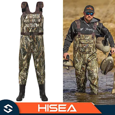 HISEA Bootfoot Hunting Chest Waders Neoprene Fishing Waders 200G Insulated Boots • $69.89