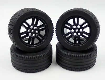 NEW! Lego 4x Technic Straight Tread Tires 81.6x36R Black Racing Rims X1825/49294 • $62.37