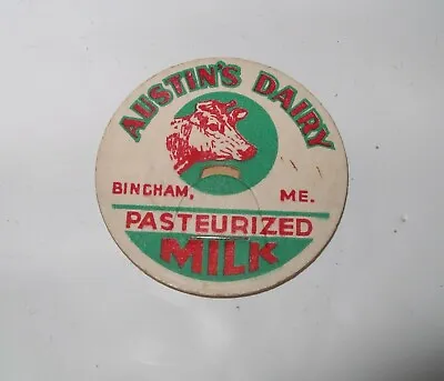 Vintage Milk Bottle Cap AUSTIN'S DAIRY Bingham MAINE United States • £3