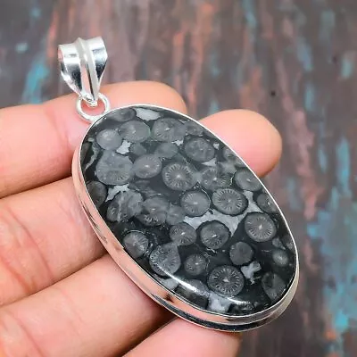 Black Fossil Coral Gemstone Handmade Jewelry Pendant 2.36  T099 • $5.99