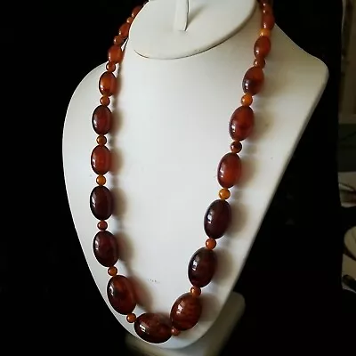 Vintage Dark Honey Cherry Amber Olive Bead Graduated Beads  Butterscotch Spacers • $225