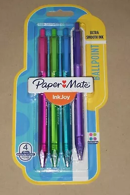 PAPER MATE INKJOY BALLPOINT PENS  4 Pk   Pens Mixed Colours  SMOOTH INK WRITING • £3.69