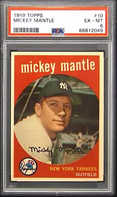 1959 Topps #10 Mickey Mantle PSA 6 • $669