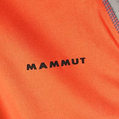Men's MAMMUT T-Shirt Orange Polyester Short Sleeve Casual Outdoor Shirt Size S • £0.99