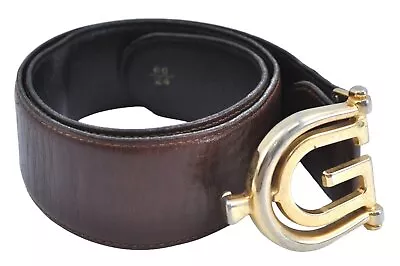 Authentic GUCCI Vintage Belt Leather Size 60cm 23.6  Brown K7347 • $168