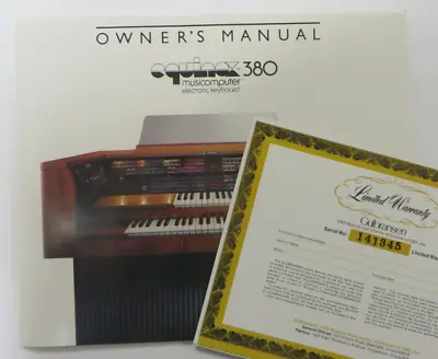 $19.99 • Buy Vintage 1982 Gulbransen Equinox 380 Electronic Keyboard Owner's Manual Organ
