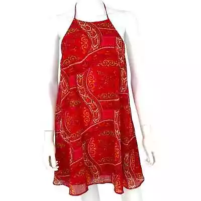 Show Me Your Mumu Women's Patterned Red Low-back Halter Dress Size Large • $34