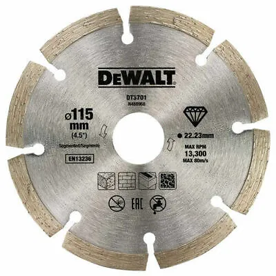 DeWalt Diamond Blade 115mm Cutting Disc For Masonry Stone Brick Wheel 4.5  Inch • £8.83