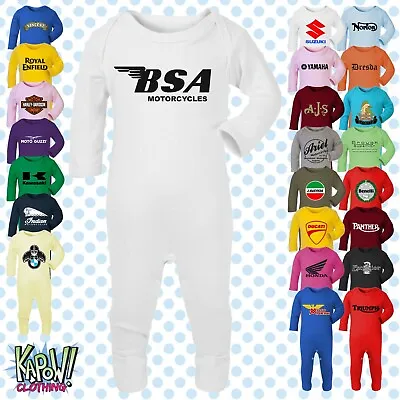 MOTORCYCLE Biker Motorbike Classic Superbikes MotoGP Baby Grow ROMPER Sleep Suit • £14.99