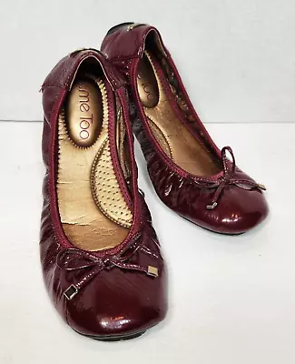 Me Too Halle 2 Ballet Flats READ COND Burgundy Patent Leather Women 6M Cushioned • $15