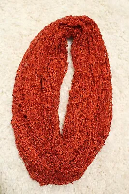 Lightweight Infinity Accent Scarf Dark Orange Rust 72x16  Loose Weave Knit • $8.99