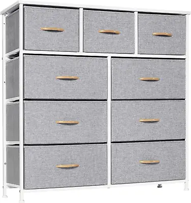 LYNCOHOME Chest Of Drawer Bedroom 9 Drawers Dresser With Deep And Large Fabric • £114.61