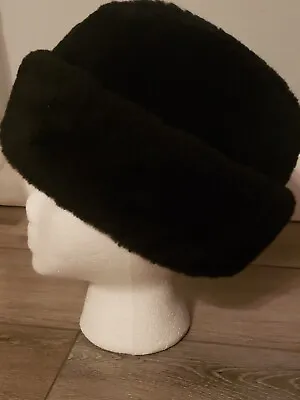 Vintage North King Hat SMALL Black Mouton Lamb Fur Winter Pinch Cap USA Union • $37.99