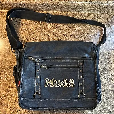 Vintage 90’s MUDD Dark Blue Denim Crossbody Shoulder Messenger Bag Vintage Y2K • $31.99