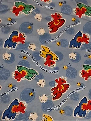 Elmo In Rocket Ship Blue Flannel Fabric 2006 Sesame Street 29  X 44  • $5.99