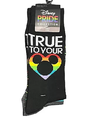 Disney Mickey Mouse Socks Pride Collection Crew Socks 2 Pairs True To Your Love • $10.95