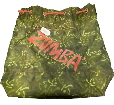 $39.46 • Buy Avocado Green Drawstring Over Shoulder Official Zumba Gym Bag With Zipper Pouch