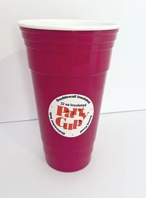 Large Dark Pink Plastic Double Wall Insulated Cup 32 Oz New Party Cup • $10