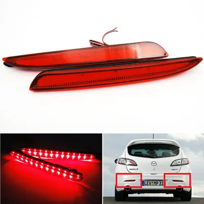 2x Red Lens LED Rear Bumper Reflector Tail Brake Stop Lights For 2010-13 Mazda 3 • $23.99