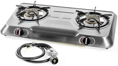 XtremepowerUS 30000BTU Double Burner Stove Auto Ignition Cooktop Propane Hose • $84.95