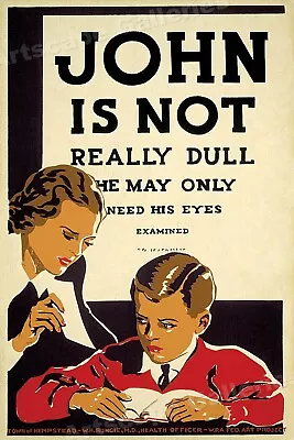 1936  John Is Not Really Dull  WPA Vintage Eye Chart Poster - 24x36 • $25.95