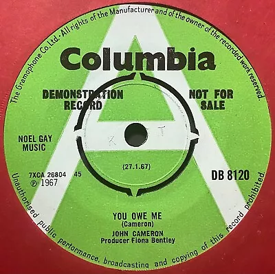 £69.99 • Buy John Cameron*you Owe Me*1967*columbia*mod Jazz Soul*uk*demo*mint