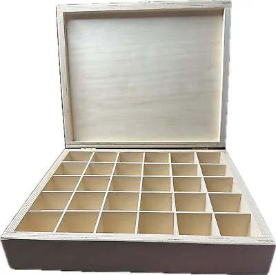 Wooden Tray Box 30 Compartment Display Storage Section Jewellery Keepsake 30-COM • £18.49