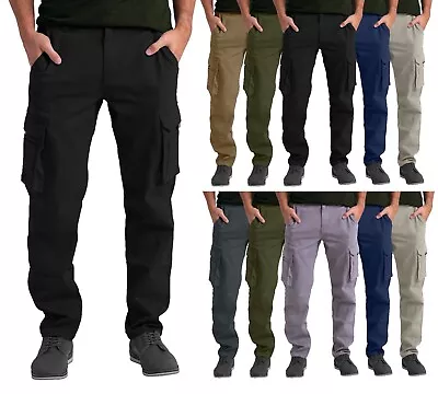 Mens Cargo Stretch Pants Classic Fit Straight Leg Outdoor Work Regular Fit Pants • $27.99