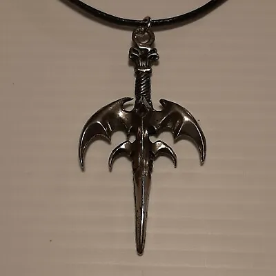 SWORD DAGGER / WINGS  Pewter Pendant Charm / 26  Adjustable Necklace U.S.A. • $8.99