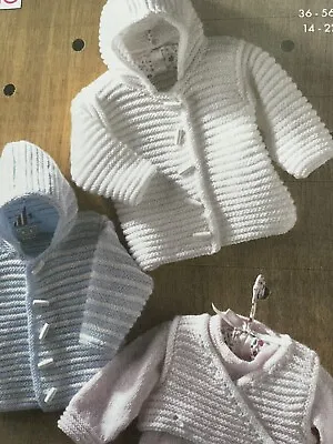 Baby/childs Easy Hooded Jacket Dk Knitting Pattern 14”-22” • £1.95