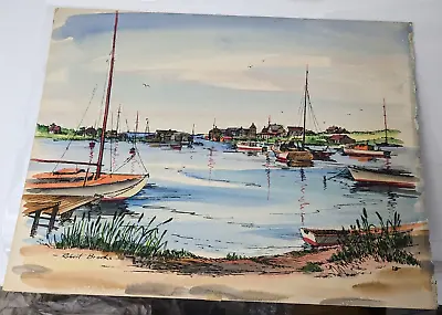 Original Robert Brooks Painting - Signed Watercolor - Fishing Boats Cape Cod • $50