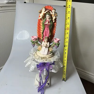 HUGE Virgen De Guadalupe Statue  And Candle Holders 20” • $49