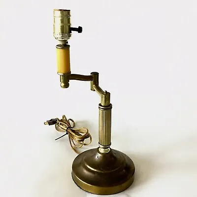 Vintage Leviton Swing Arm Brass 13” Table Desk Lamp • $62.99