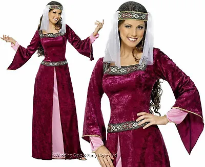 £33.95 • Buy Ladies Maid Marian Fancy Dress Costume Medieval Maid Robin Hood Marion Outfit