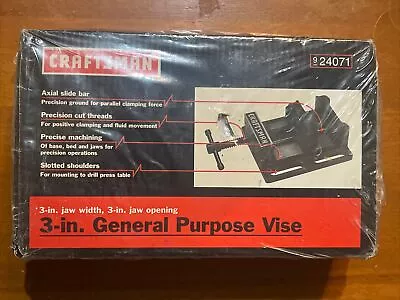 Craftsman Machinist Or Drill Press Vise Vintage 3” Jaw Width 24071 New In Box • $40