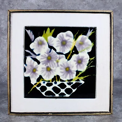 Handmade Vintage Ceramic Art Pottery Tile Flowers 7 7/8 X 7 7/8  Framed • $99