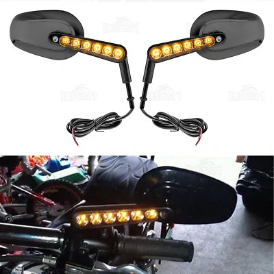 Motorcycle LED Turn Signal Rearview Mirror For Harley Davidson VROD Touring Dyna • $49.99