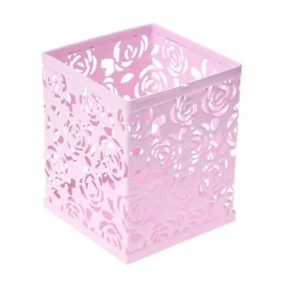 Hollow Rose Flower Metal Pen Holder Organizer Office Desk Container Case C7Q9 • $13.19